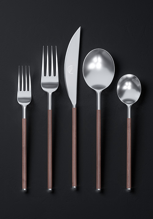 Novikov Designs Coppe Restaurant Cutlery product, identity and branding design Rolans Novikovs