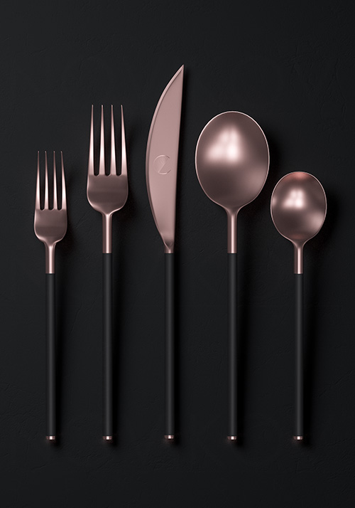 Novikov Designs Coppe Restaurant Cutlery product, identity and branding design Rolans Novikovs